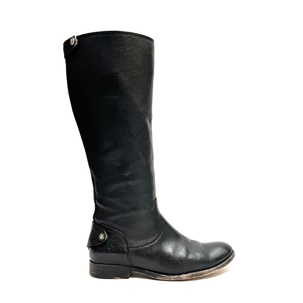 FRYE | Vintage 1990s women’s black leather knee high back zip riding boots